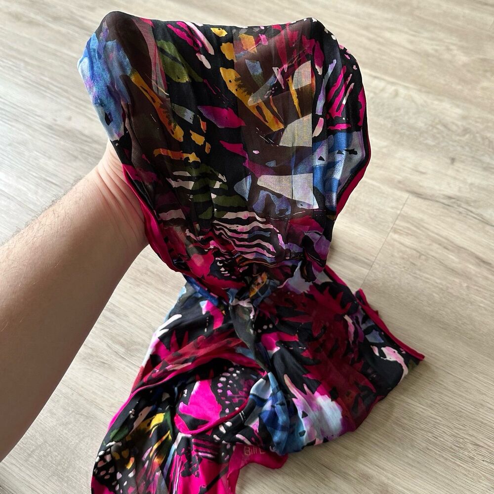 Vintage Bill Blass 100% Silk Scarf Butterfly Basha Scarves Fuschia Pink Monarch - Picture 7 of 7